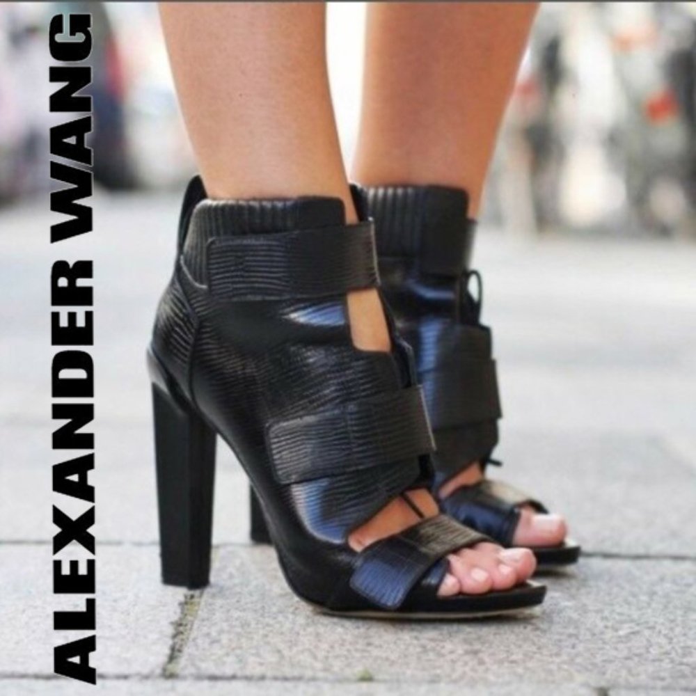 💥KILLER DESING💥 ALEXANDER WANG Noemi Combat Open-Toe Booties